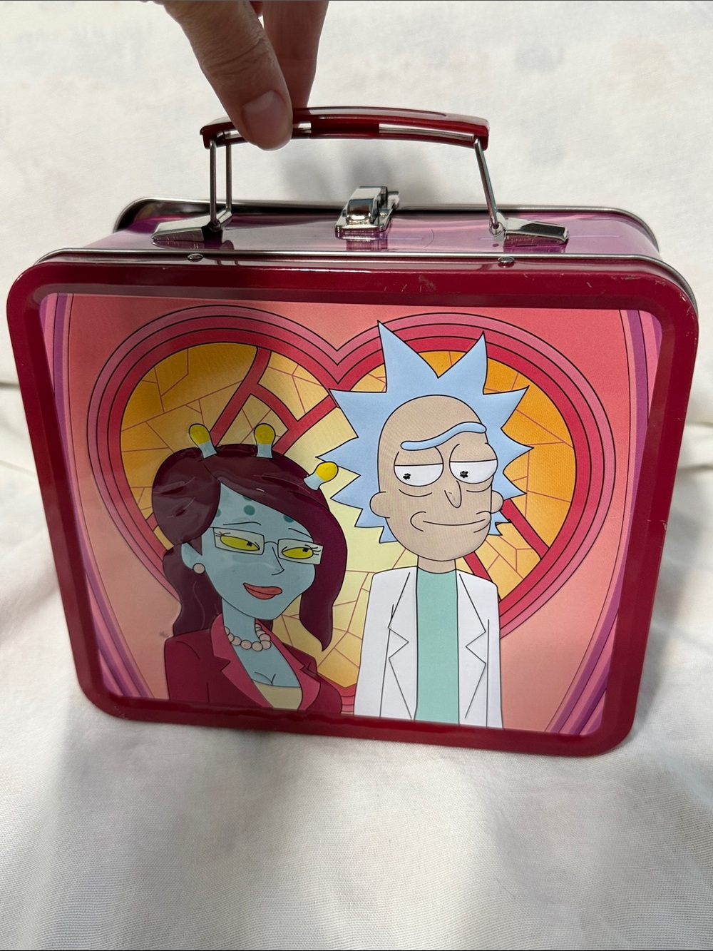 Loungefly Rick and Morty Metal Lunchbox - Pink Red Heart Design 2018